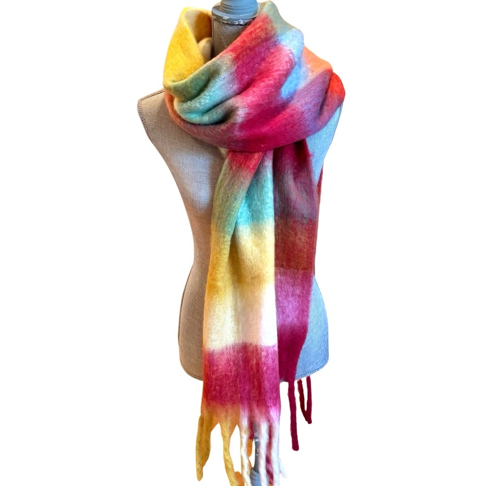 Super THICK & SOFT Fringe Scarf, Multicolored